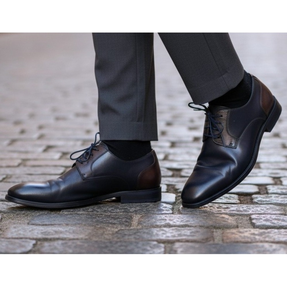 Mario Lopez Men's Dark Blue‎ Leather Oxford Dress Shoes 9 Professional Office